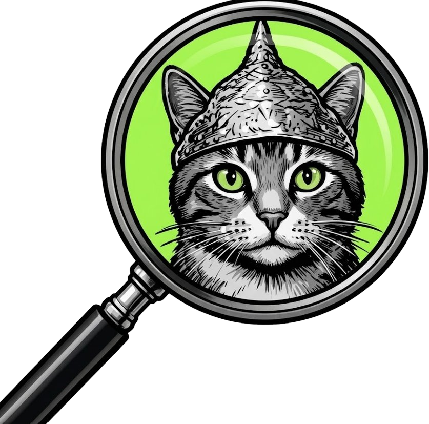 Logo - chat à la loupe
